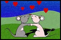 How to Draw Cartoon Kissing Mice